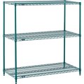 Global Industrial Nexel 3 Tier Wire Shelving Starter Unit, Poly-Green, 24W x 14D x 34H 806459